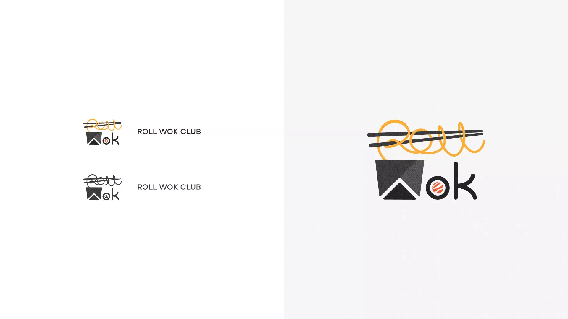 Разработка логотипа суши-бара «Roll Wok Club» в Петушках